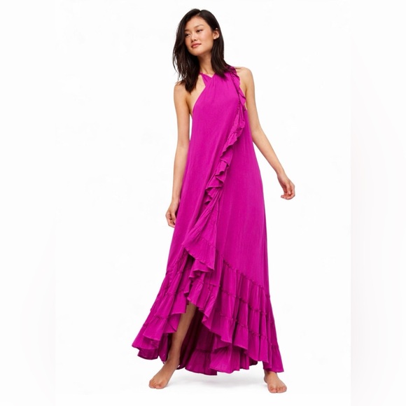 Free People Dresses & Skirts - Free People Endless Summer Gauze Wrap Maxi Dress - Magenta - Size XS (NWOT)